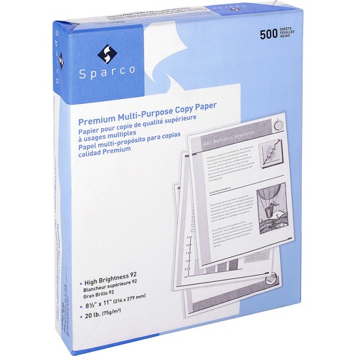Sparco Saver Copy Paper - 92 Brightness - Letter - 8 1/2" x 11" - 20 lb Basis Weight - 5000 / Carton - Sustainable Forestry Initiative (SFI) - Acid-free - White