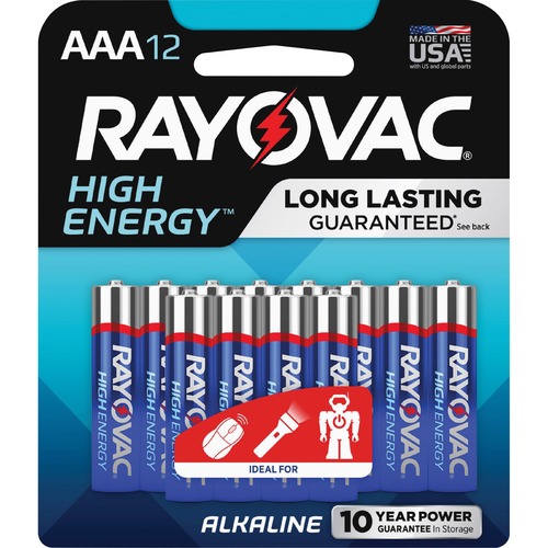 Rayovac High-Energy Alkaline C Batteries - For Multipurpose - AAA - 12 / Pack