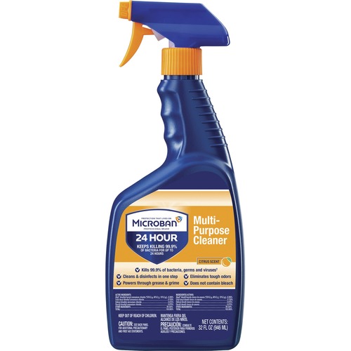 Microban Professional Multipurpose Clean Spray - Ready-To-Use - 32 fl oz (1 quart) - Citrus Scent - 1 Bottle - Phosphate-free, Bleach-free, Disinfectant, Non-abrasive, Antimicrobial - Multi