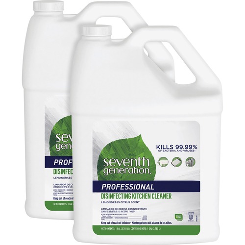 Seventh Generation Disinfecting Kitchen Cleaner Refill - 128 fl oz (4 quart) - Lemongrass Citrus Scent - 2 / Carton - Refillable, Disinfectant, Deodorize, Easy to Use