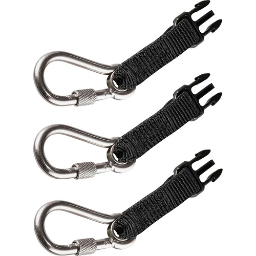 Squids 3025 Retractable Tool Lanyard Accessory Pack - SS Carabiner Attachments - 1 Each - 1 lb Load Capacity - Standard - Carabiner Attachment - 1.5" Height x 7" Width x 5.3" Length - Stainless Steel
