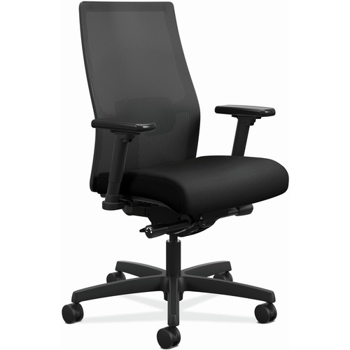 HON Ignition 2.0 Task Chair - Fabric Seat - Black Mesh Back - Black Frame - Black