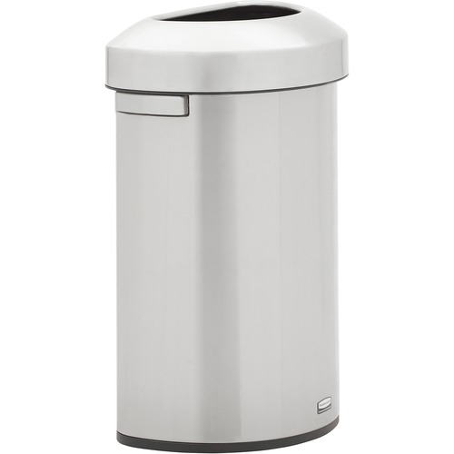 Rubbermaid Commercial Refine Half-Round Waste Container - 16 gal Capacity - Half-round - Ergonomic Handle, Non-skid, Fingerprint Resistant, Durable - 29.5" Height x 12.4" Width x 18.2" Depth - Metal - Stainless Steel - 1 Each