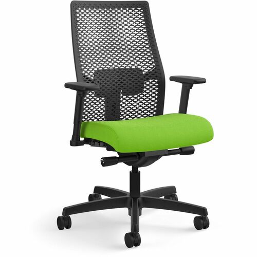 HON Ignition ReActiv Back Task Chair - Fabric Seat - Pear Fabric Seat - Black Mesh Back - Black Frame - 5-star Base - 1 Each