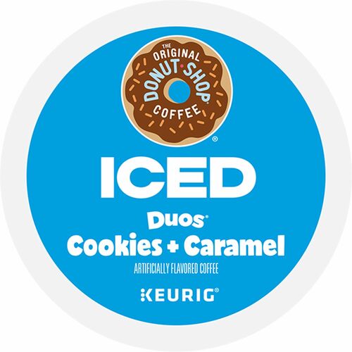 The Original Donut Shop® K-Cup Iced Duos Cookies and Caramel Coffee - Compatible with Keurig Brewer - Medium - 24 / Box