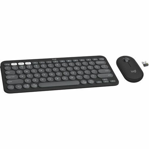 Logitech Pebble 2 Combo Keyboard & Mouse - USB Type A Wireless Bluetooth Keyboard - Tonal Graphite - USB Type A Wireless Bluetooth Mouse - Optical - 4000 dpi - 3 Button - Scroll Wheel - Tonal Graphite - AA, AAA - Compatible with Chromebook for PC, Mac