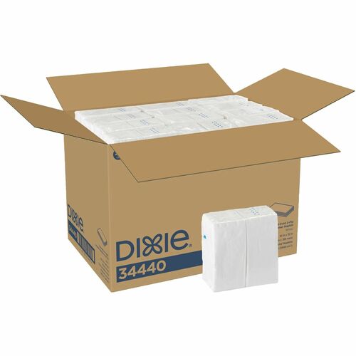 Dixie 2-Ply Dinner Napkins - 2 Ply - 1/8 Fold - 15" x 16" - White - 126 Per Pack - 24 / Carton