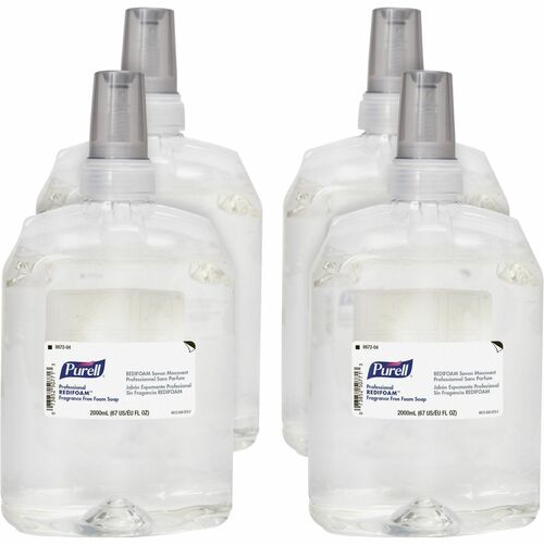 PURELL® CXR Refill REDIFOAM FF Foam Soap - 67.6 fl oz (2 L) - Hand - Antibacterial - Clear - Non-clog, Quick Rinse, Refillable, Preservative-free, Paraben-free, Phthalate-free, Fragrance-free, Dye-free, Bio-based - 4 / Carton