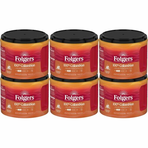 Folgers® 100% Colombian Coffee - Medium - 22.6 oz Per Canister - 6 / Carton