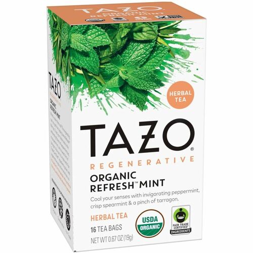 Tazo Regenerative Organic Refresh Mint Herbal Tea Bag - 16 / Box