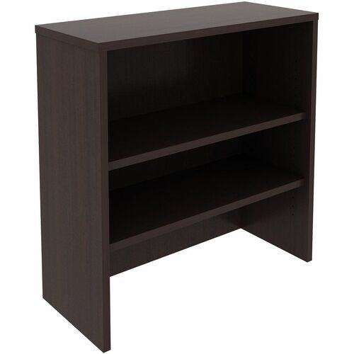 Lorell Essentials 2-shelf Stack-on Bookcase - 36" x 15"36" - 2 Shelve(s) - Material: Laminate, Metal - Finish: Espresso - Stackable, Cam Lock - For Book, Binder, Display