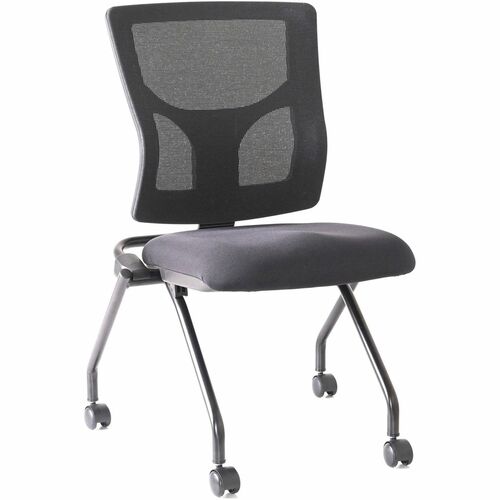 Lorell Conjure Mesh Training Chairs - Polyurethane, Molded Foam, Fabric Seat - Black - 2 / Carton