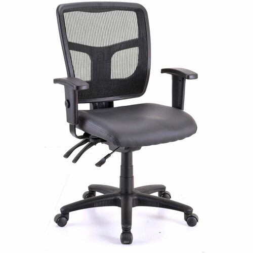 Lorell Executive Antimicrobial Mid-back Chair - Antimicrobial Vinyl Seat - Black Frame - Mid Back - 5-star Base - Black - Armrest - 1 Each