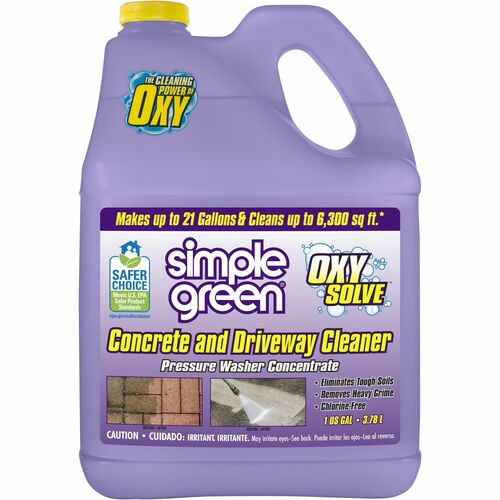 Simple Green Concrete/Driveway Cleaner Concentrate - For Concrete, Patio, Masonry - Concentrate - Liquid - 128 fl oz (4 quart) - 1 Each - Bleach-free, Chemical-free, Fast Acting - Purple