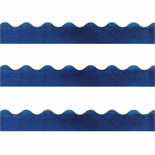 Trend Sparkle Board Trimmers - Rectangle Topped With Waves Shape - Pin-up - 0.10" Height x 2.25" Width x 390" Length - Blue - Paper - 1 / Each