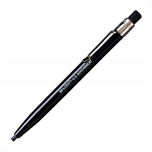 SKILCRAFT China Marker Pencil, Mechanical, Refillable, Wax, 12/Pk, BK